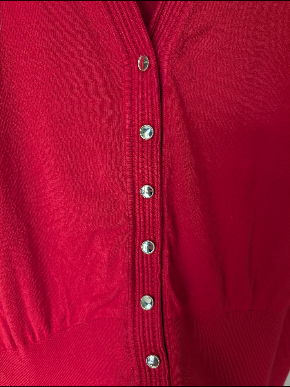 White House Black Market Red Pink Short-Sleeve Button Top XL - Picture 2 of 8